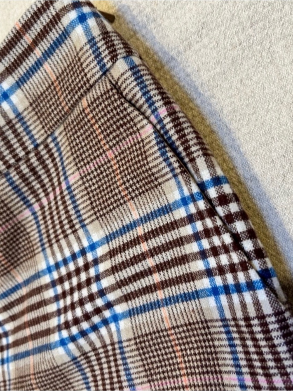 Boden Brown Plaid Wide-Leg Pants with Blue Accents - Picture 3 of 4
